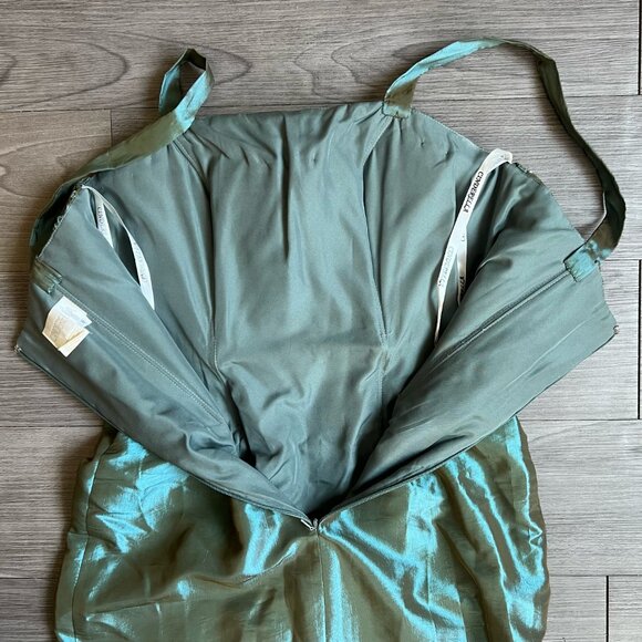 Y2K Cinderella Beaded Bodice Blue Copper Color Shift Midi Formal Dress Size 8 - Picture 5 of 6